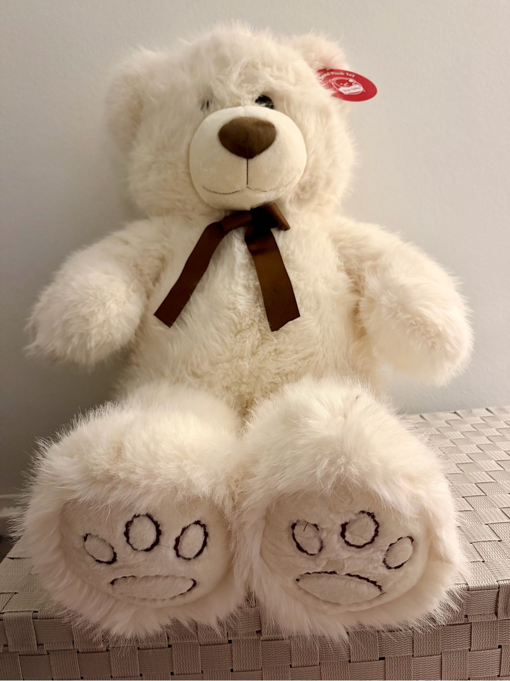 Big Plush Teddy Bear with Brown Bow (36”)